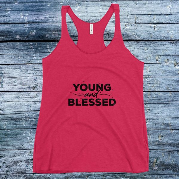 young and blessed racerback tank